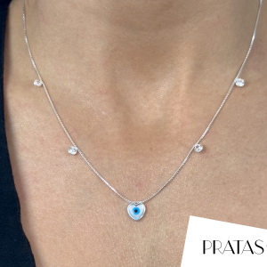 Colar Veneziana ponto de luz com olho grego